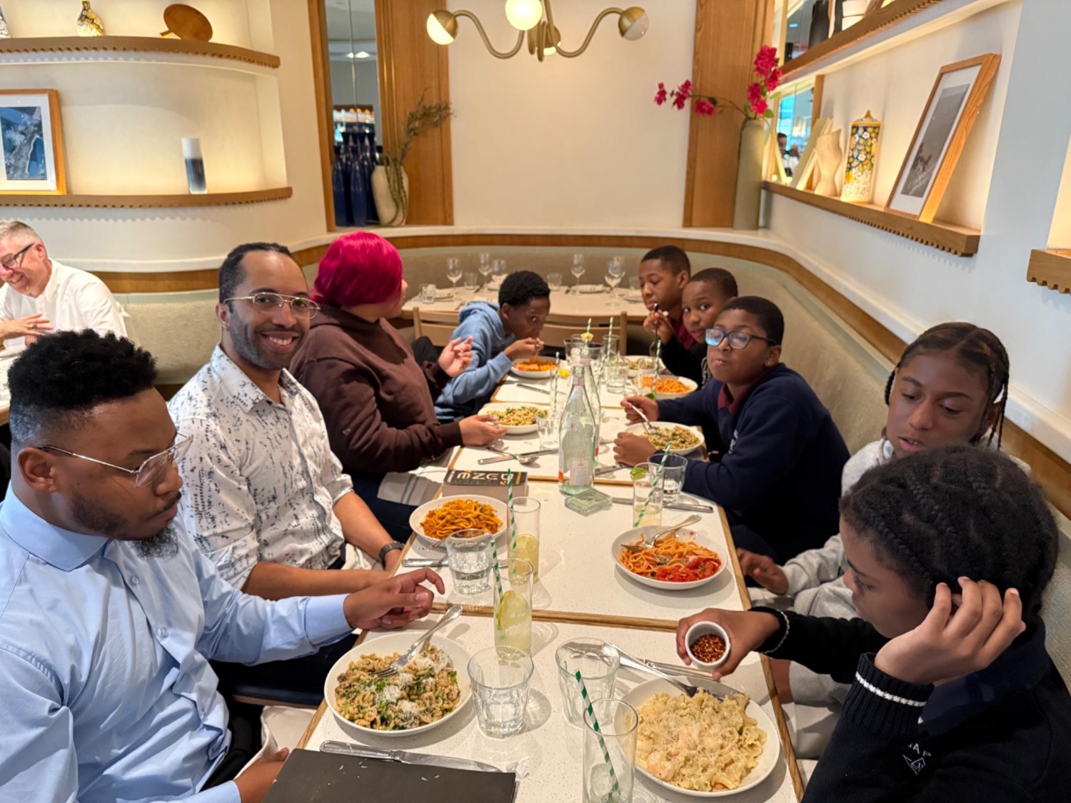 Scholars at a fine dining experience